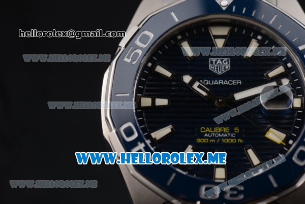 Tag Heuer Aquaracer Calibre 5 Swiss ETA 2824 Automatic Stainless Steel Case/Bracelet with Blue Dial and Stick Markers - Click Image to Close
